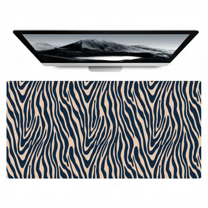 Zebra - Patroon - Blauw - Beige Muismat XXL klein 681 -zzz3d