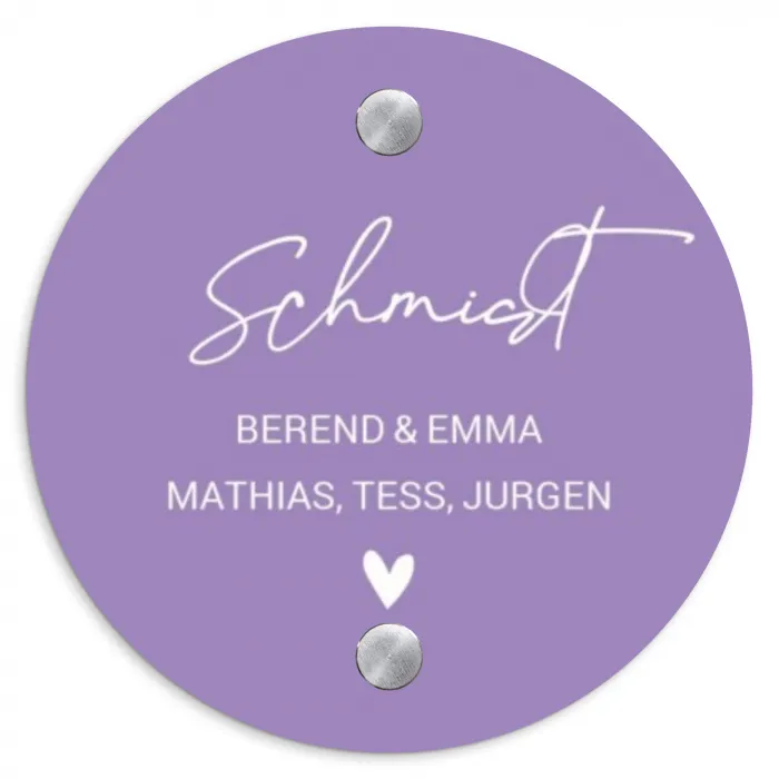 Paars - Sierlijk Naambord Rond klein -3d