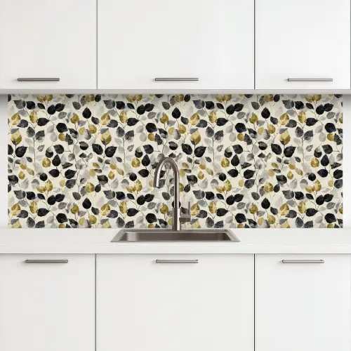 Botanisch - Goud - Zwart keuken achterwand 2 middel 871 -3d