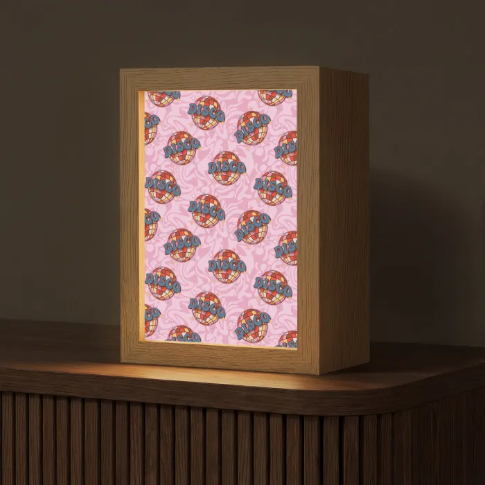 Disco - Bal - Patroon - Roze Light Box met kabel (Tafellamp) klein 925 -z3d_website