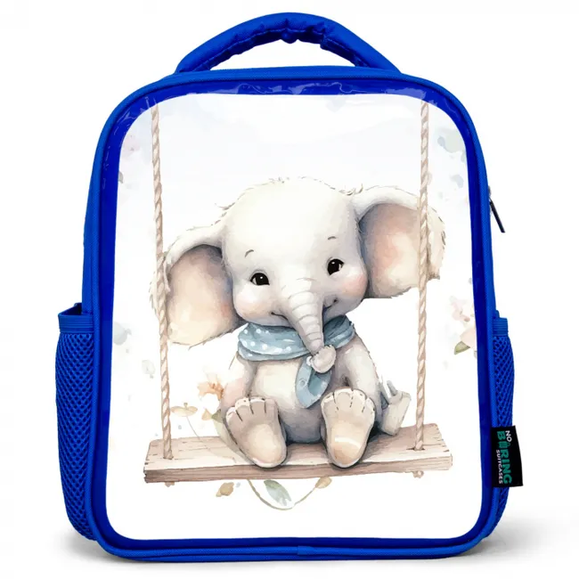 Olifant - Dier - Kinderen Kinderrugzak - Blauw middel -3d