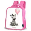 Zebra met roze ballon Kinderrugzak - Roze middel -schuin