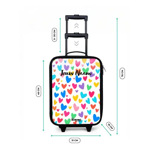 Gekleurde hartjes Kinderkoffer - Zwart klein -productfoto_formaten