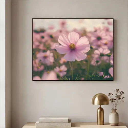 Bloemen - Paars - Wazig Textielframe - compleet frame klein -sfeer2