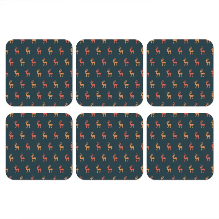 Patroon - Herten - Blauw onderzetter kurk middel 366 -3d