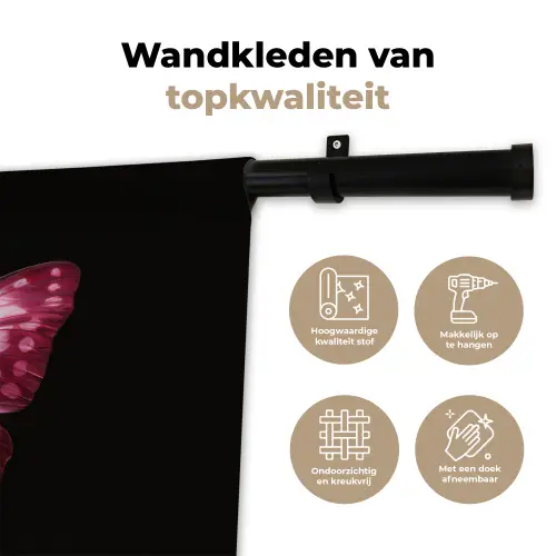 Vlinder - Fuchsia - Grafisch Wandkleed katoen klein -sfeer2