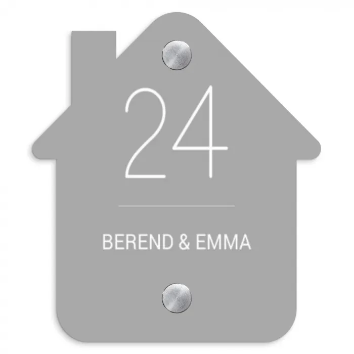 Effen lichtgrijs - Klassiek Naambord Huisje klein -3d