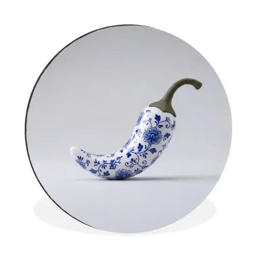 Chilipeper - Keramiek - Blauw Wandcirkel aluminium klein -3d
