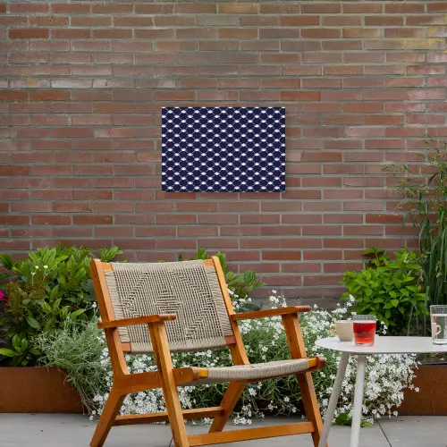 Oceaan - Schelp - Blauw - Wit Tuinposter op houten frame 2 cm dik klein 845 -sfeer3