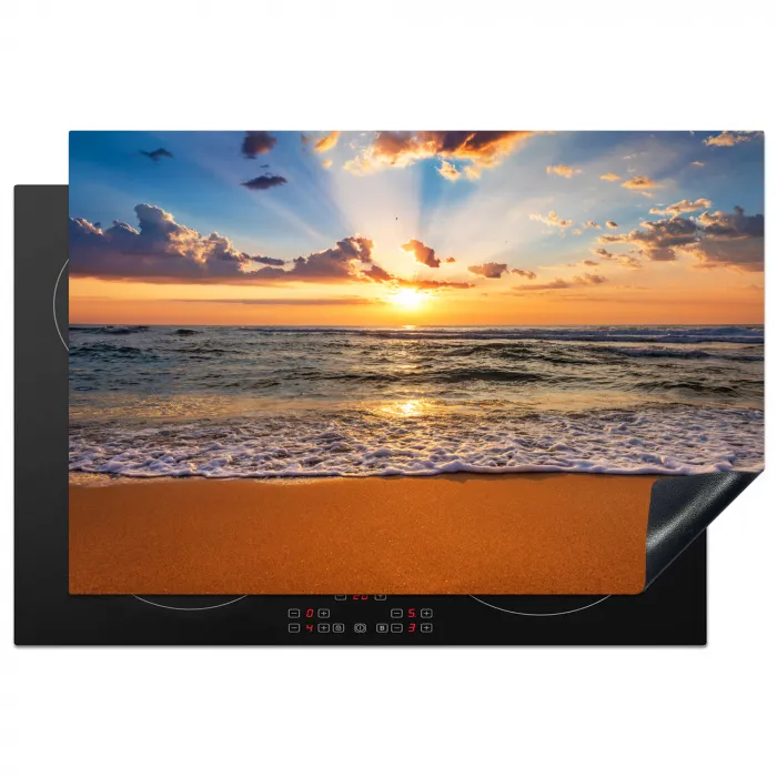 Strand - Zonsondergang - Zee - Wolken - Horizon Inductie beschermer vinyl 3mm klein -3d