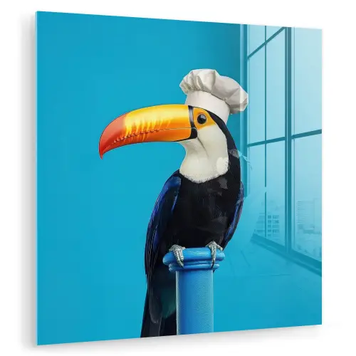 Tucan - Sokkel - Vogel - Koksmuts plexiglas 5mm klein -zzzproduct_nieuw