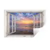 Doorkijk - Zee - Strand - Zonsondergang - Blauw Muursticker klein -3d