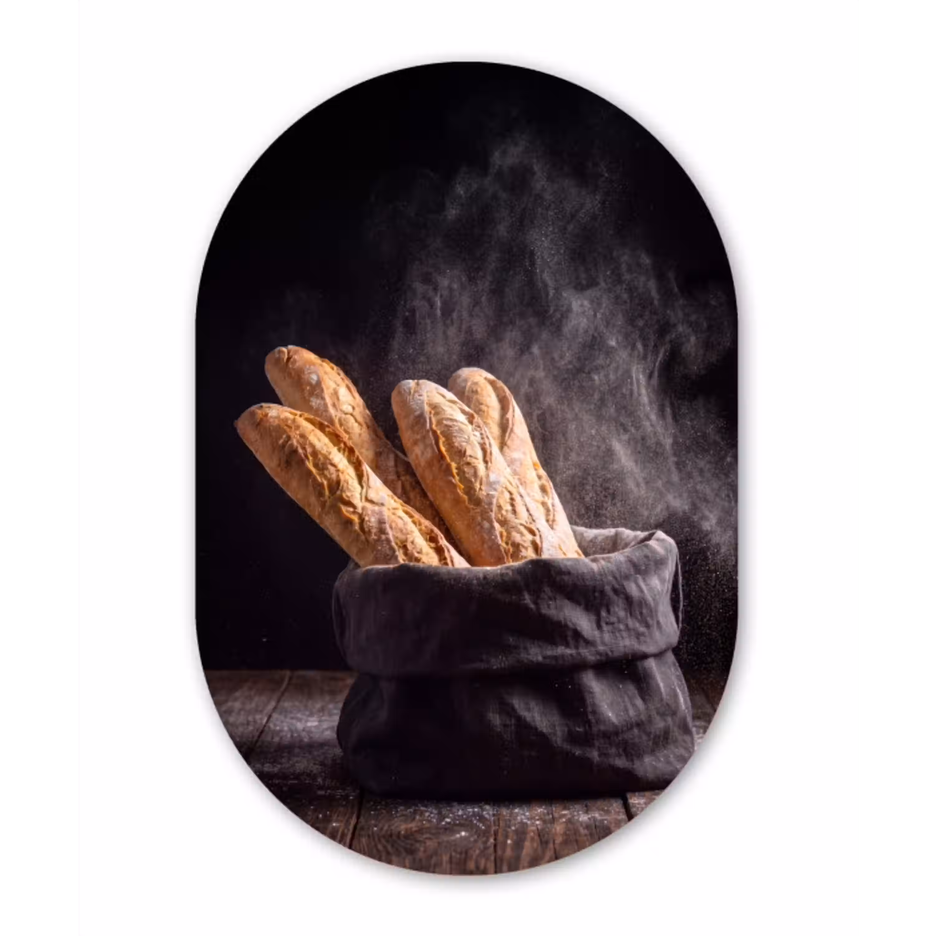 Brood - Zak - Eten Wandcirkel Ovaal Aluminium middel -3d