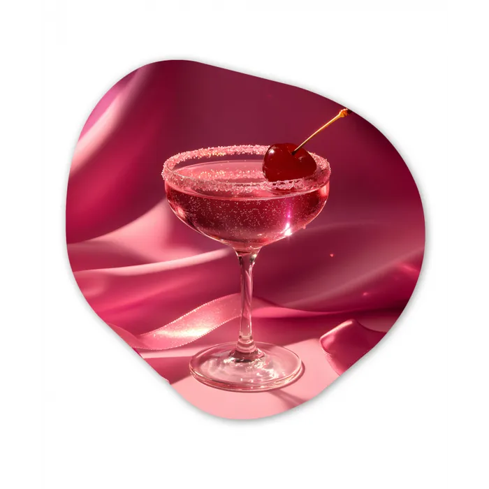Cocktail - Pink - Luxe Wandcirkel Organisch Plexiglas middel -3d