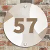 Abstract beige - Traditioneel Naambord Rond klein -sfeer2