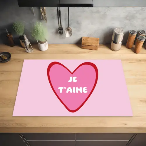 Hart - Frans - Valentijn - Roze Inductie beschermer vinyl 3mm klein -sfeer5