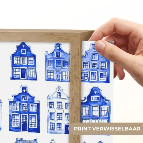 Patroon - Huizen - Blauw Light Box met batterij (Wandlamp) middel 907 -USP_websiteprintNL