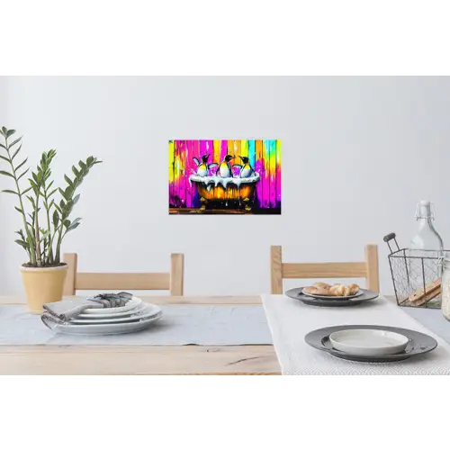 Pinguïns - Badkuip - Kleurrijk - Schuim Muursticker klein -eettafel