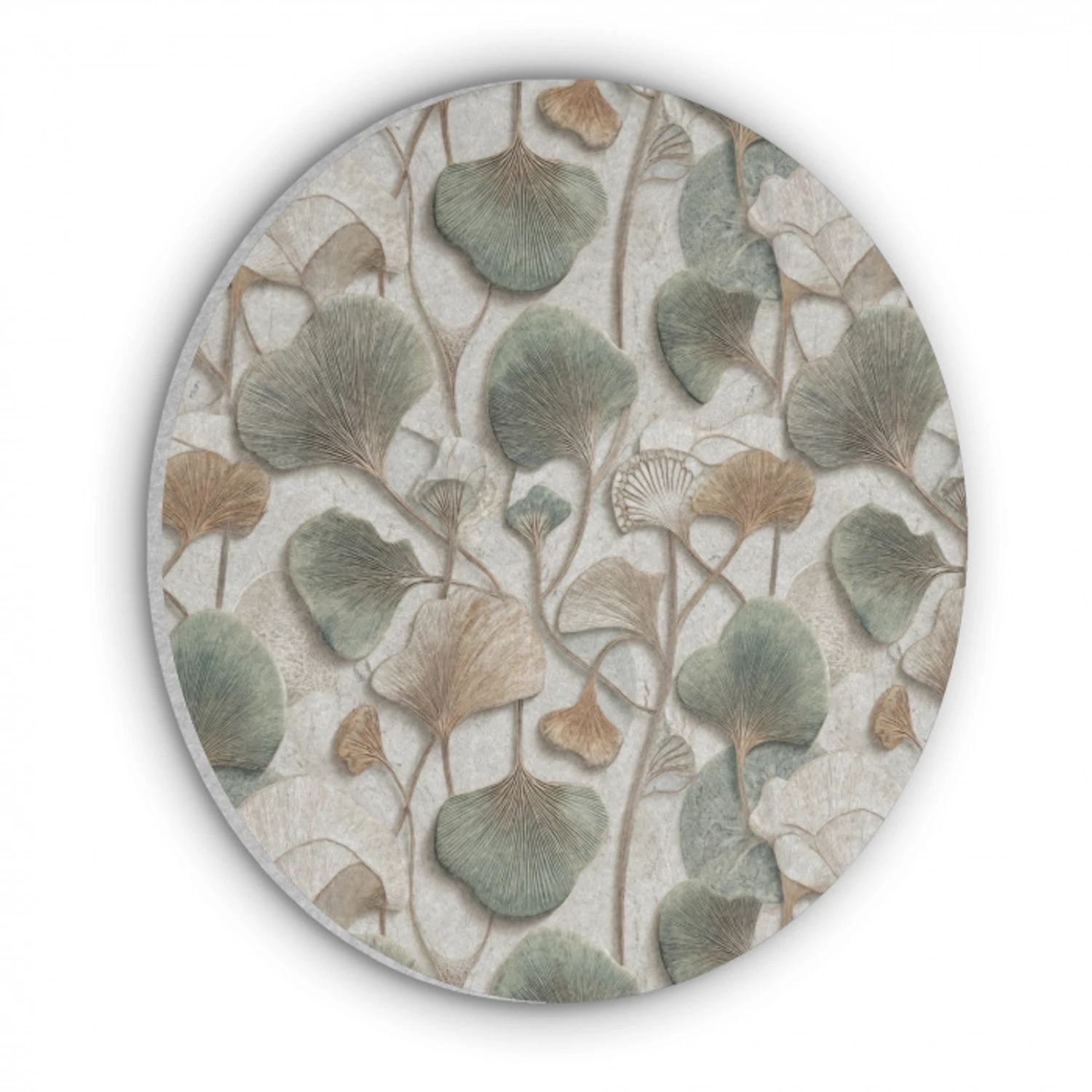 Elegant - Bladeren - Groen Akoestische PET Vilt - Rond klein 838 -3d