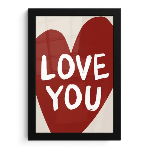 Loveyou - Hart - Rood fotolijst zwart zonder passe partout klein -3d