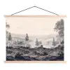 Mistig - Berglandschap - Illustratie textielposter latten blank klein -3d