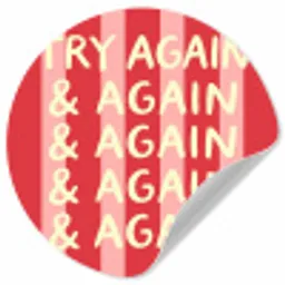 Strepen - Rood - Try again Wandcirkel behangsticker klein -3d