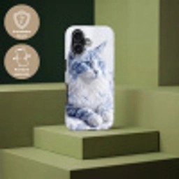 Kat - Patroon - Blauw Toughcase MagSafe Apple iPhone 17 klein -USP_PrintM_DE