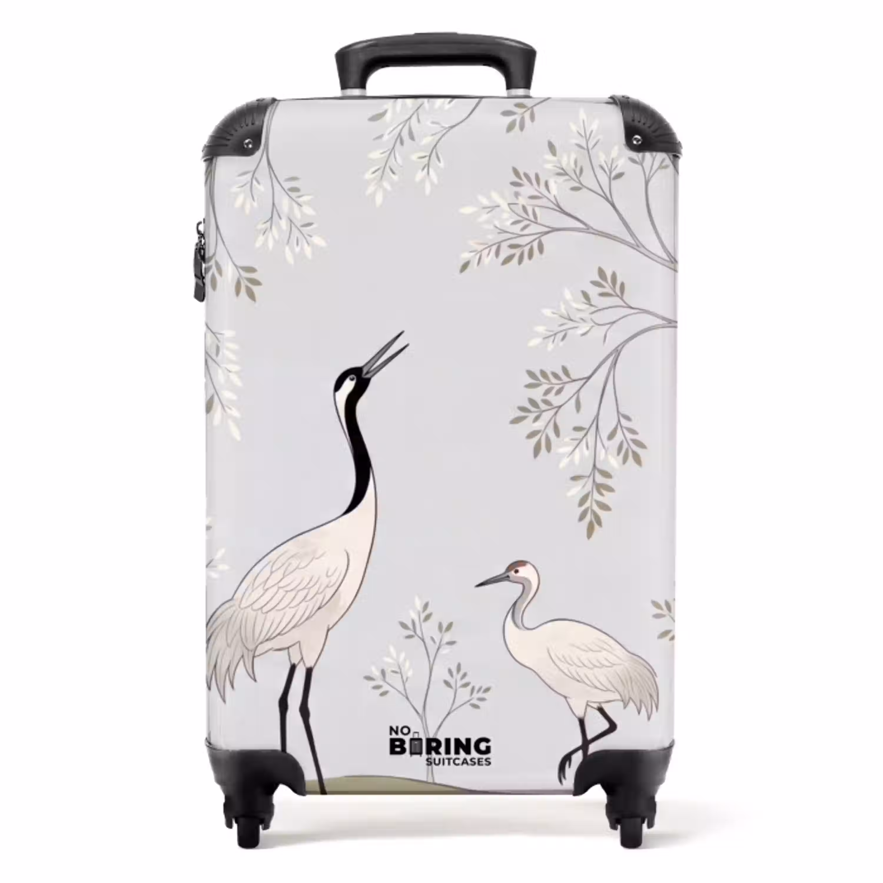 Minimalistisch - Kraanvogels - Blauw NBS - Handbagage koffer - Volwassenen Unisex middel -productfoto_recht