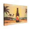 Bierfles - Zonsondergang - Palmbomen - Zee Tuinposter op houten frame 2 cm dik klein -3d