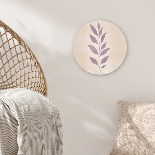 Tak - Bladeren - Minimalistisch - Beige Wandcirkel plexiglas klein -sfeer5