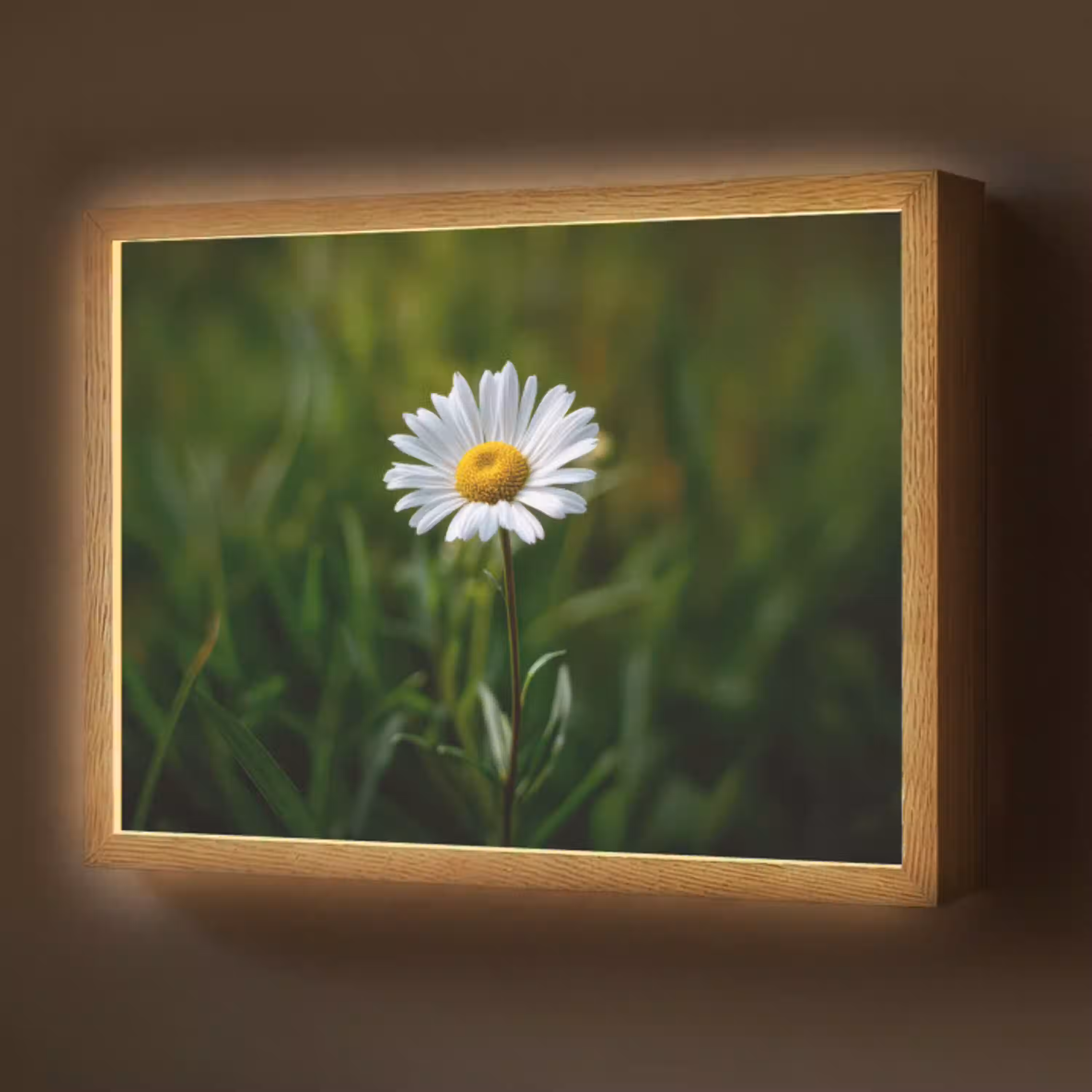 Wit - Madeliefje - Bloem - Gras Light Box met batterij (Wandlamp) middel -z3d_website