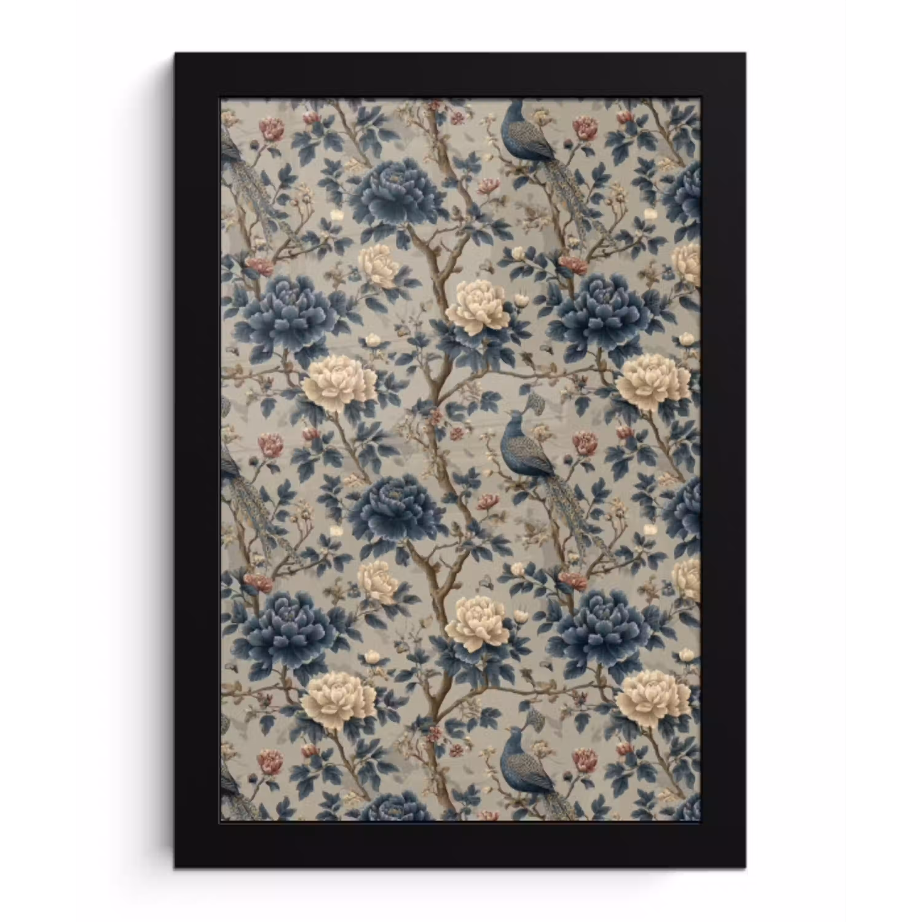 Pauw - Bloemen - Blauw fotolijst zwart zonder passe partout klein 224 -3d