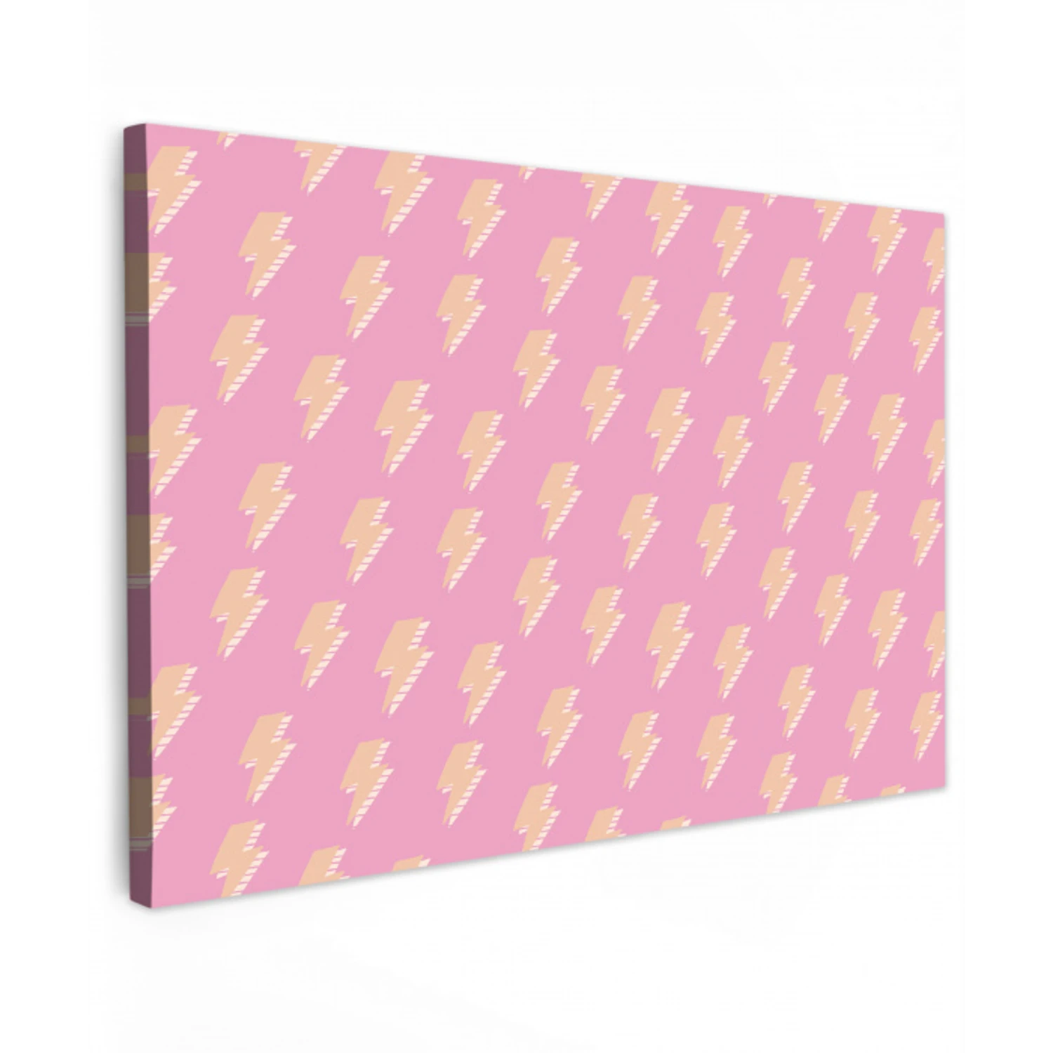 Geel - Bliksem - Roze Tuinposter op houten frame 2 cm dik klein 845 -3d