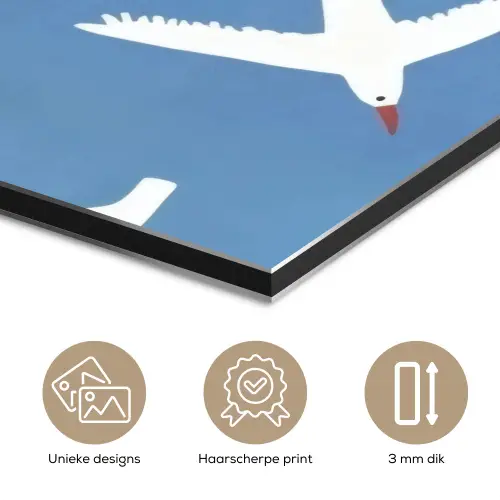 Vogels - Wit - Patroon aluminium wit klein -closeup_NL