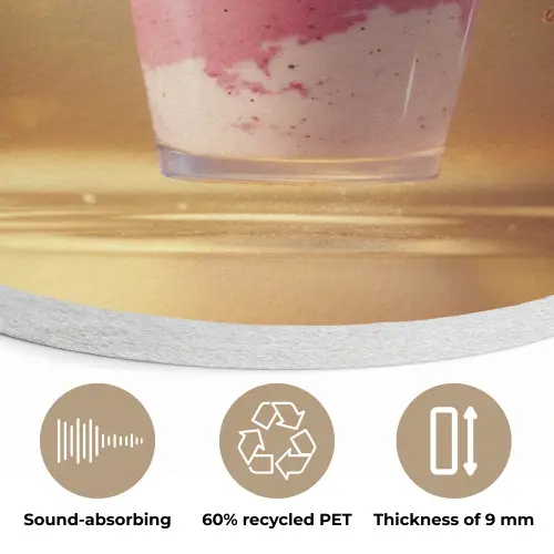 Framboos - Smoothie - Drinken - Roze Akoestische PET Vilt - Rond klein -closeup_NL