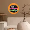 Hamburger - Oranje - Neon - popart Wandcirkel behangsticker klein -sfeer1