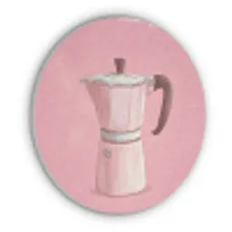 Roze - Mokkapot - Illustratie - Koffie Akoestische PET Vilt - Rond klein -3d