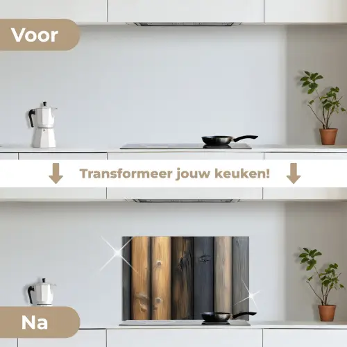 Hout - Planken - Gemengd keuken achterwand spatscherm klein -voor_na_NL