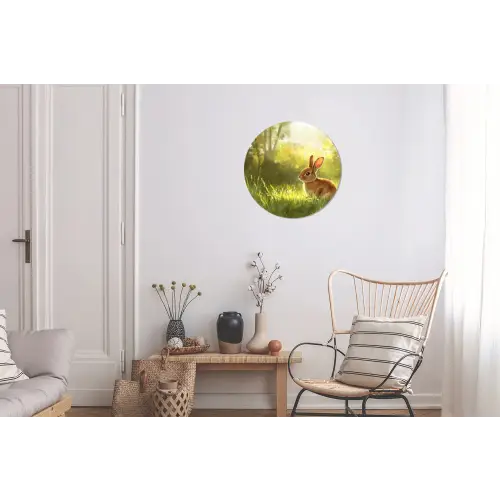 Konijn - Zonlicht - Bos Wandcirkel aluminium klein -woonkamer