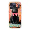 Kat - Roze - Stoel met bloemenmotief Telefoonhoesje iPhone 17 Pro klein -3d