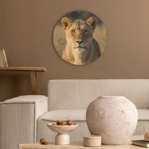 Leeuwin - Gras - Geel Akoestische PET Vilt - Rond klein -sfeer1