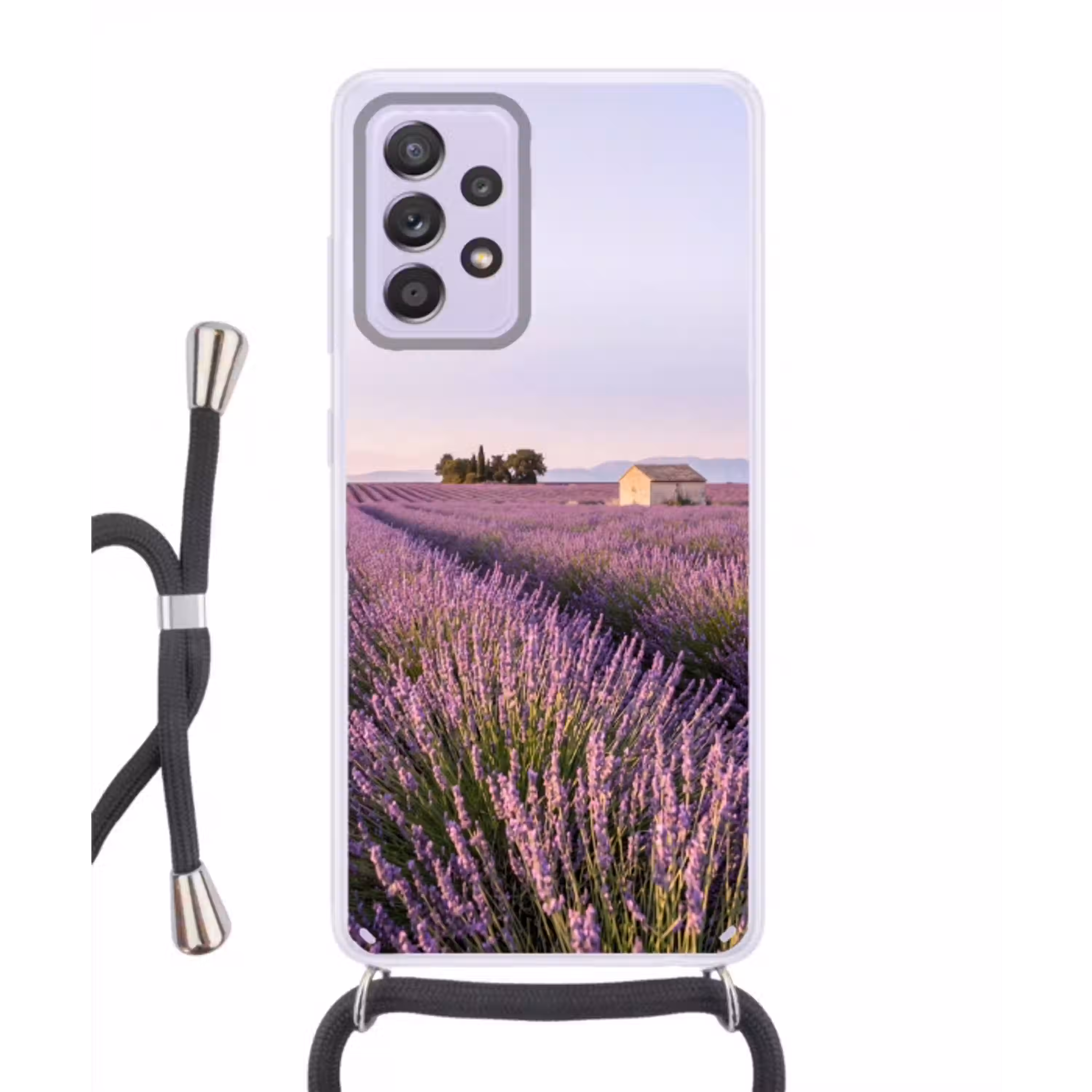 Lavendel - Landschap - Sereen - Paars Hoesje Samsung Galaxy A52 5G met koord klein -3d