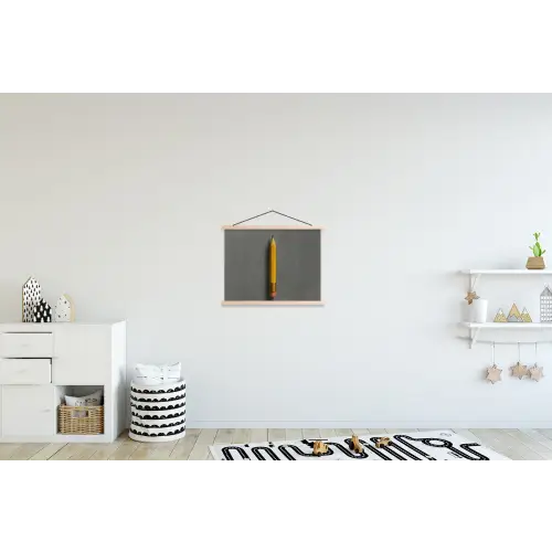 Potlood - Schilderij - Geel textielposter latten blank klein -kinderkamer