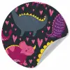 Dinosaurus - Kind - Patronen - Roze - Meisjes Wandcirkel behangsticker klein -3d