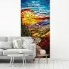 Mozaïek - Zon - Landschap - Dorp fotobehang vinyl groot -woonkamer