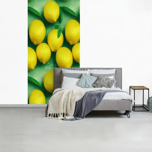 Citroenen - Geel - Groen - Druppels fotobehang vinyl groot 64 -slaapkamer