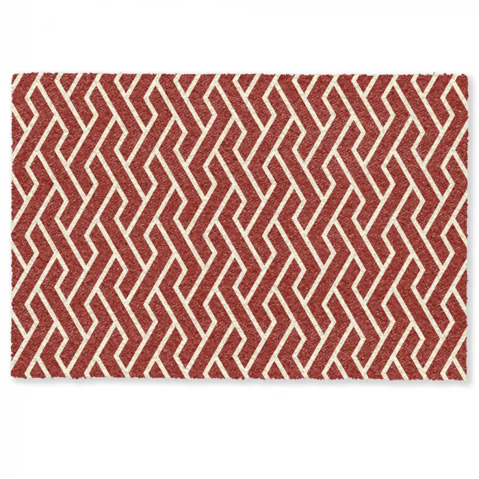 Rood - Beige - Patroon - Lijnen Deurmat klein 898 -zkaufland3d