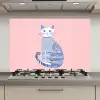 Kat - Illustratie - Minimalistisch - Roze keuken achterwand spatscherm klein -3d_website