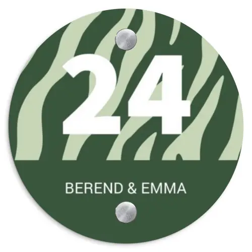 Groen zebra - Klassiek Naambord Rond klein -3d