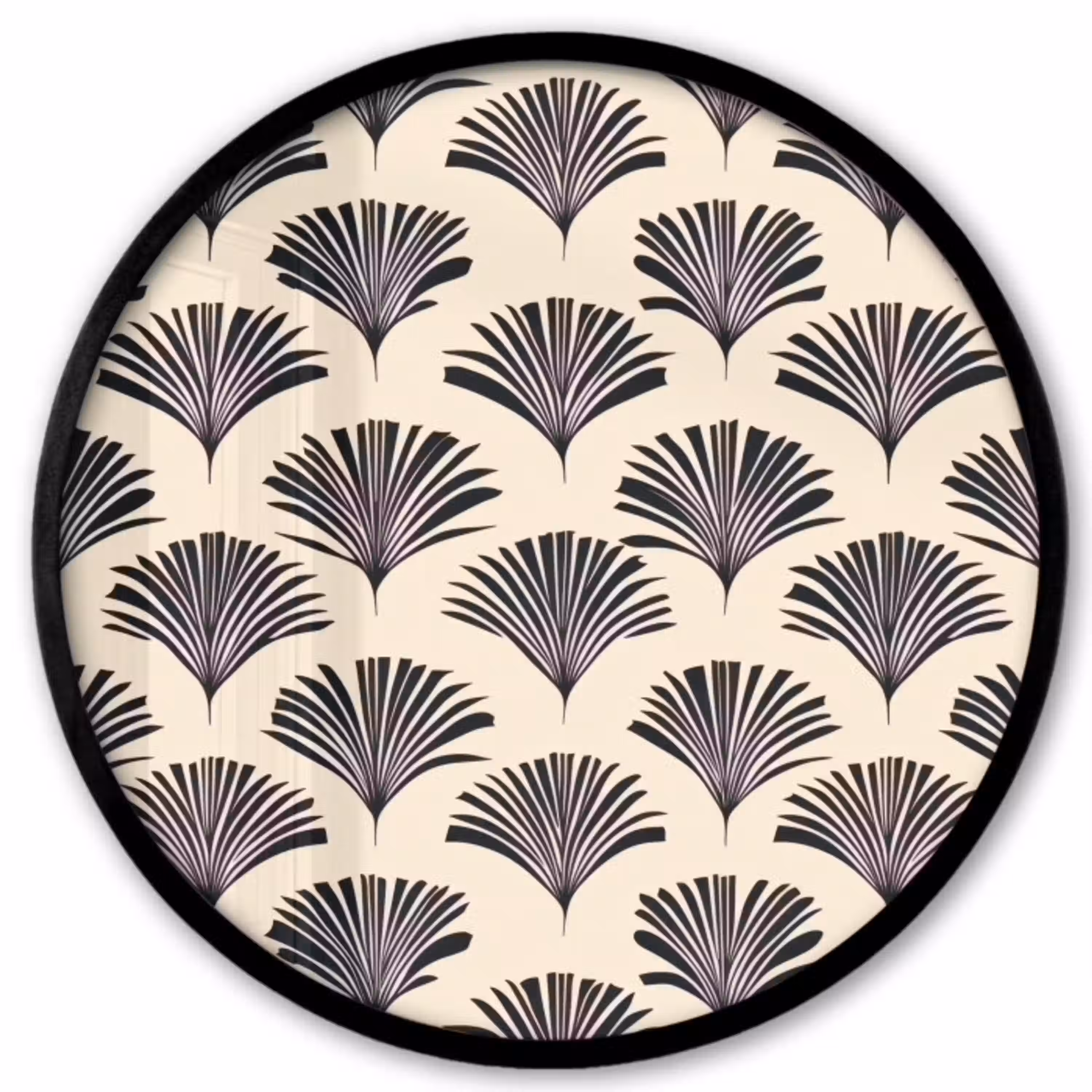 Waaiers - Botanisch - Zwart - Beige Fotolijst rond zonder passe partout klein 856 -3d